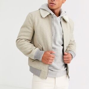 zip up jacket River Island harrington jacket  with fleece collar ASOS